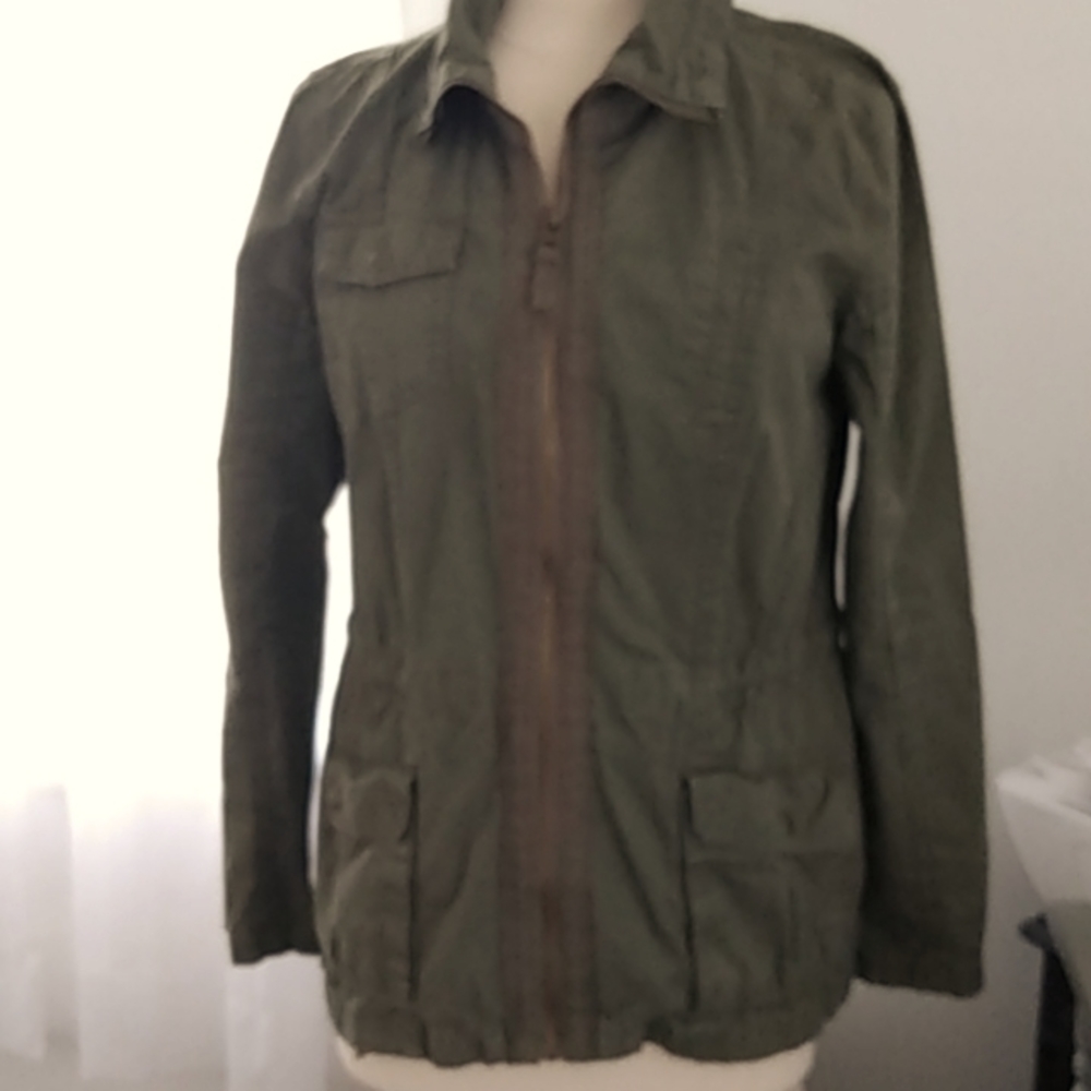 Jacket fatigue style sz.m army grn color zipper front adj.fit